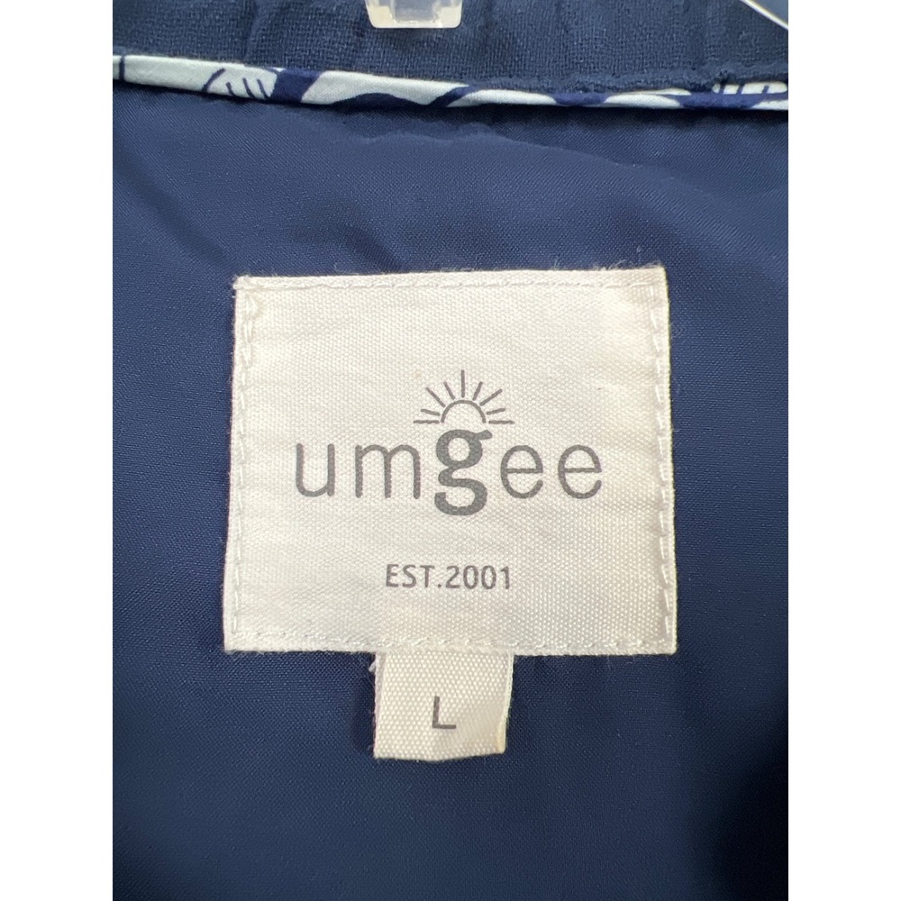 Umgee Midi Dress Womens Large Navy Blue Ruffle Sleeve Tiered Embroidered Trim - Picture 2 of 9